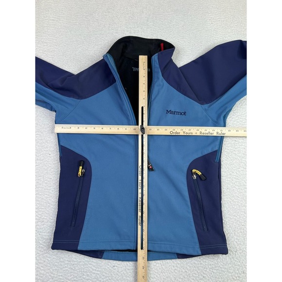 Marmot Windstopper Softshell Jacket Mens Medium Blue Full Zip Hiking Outdoor - Picture 11 of 12